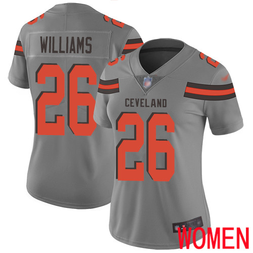Cleveland Browns Greedy Williams Women Gray Limited Jersey #26 NFL Football Inverted Legend